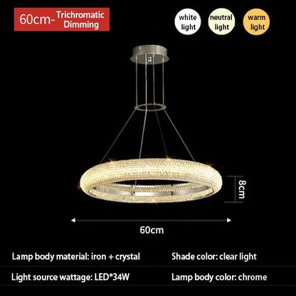 DecorBites™ Crystal Chandelier Chrome Light LED Ceiling Lights for Modern Luxury Décor