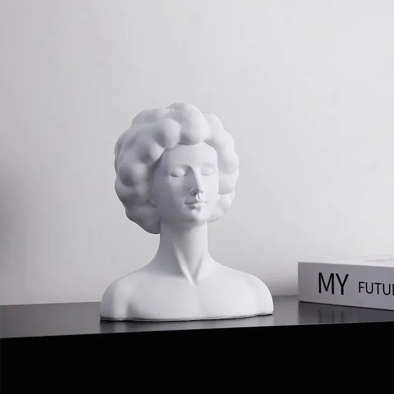 DecorBites™ Abstract Portrait Resin Figure Sculpture Black and White Home Decor