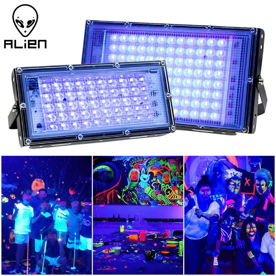 DecorBites™ 100W LED UV Blacklight for Halloween Xmas Dance Parties