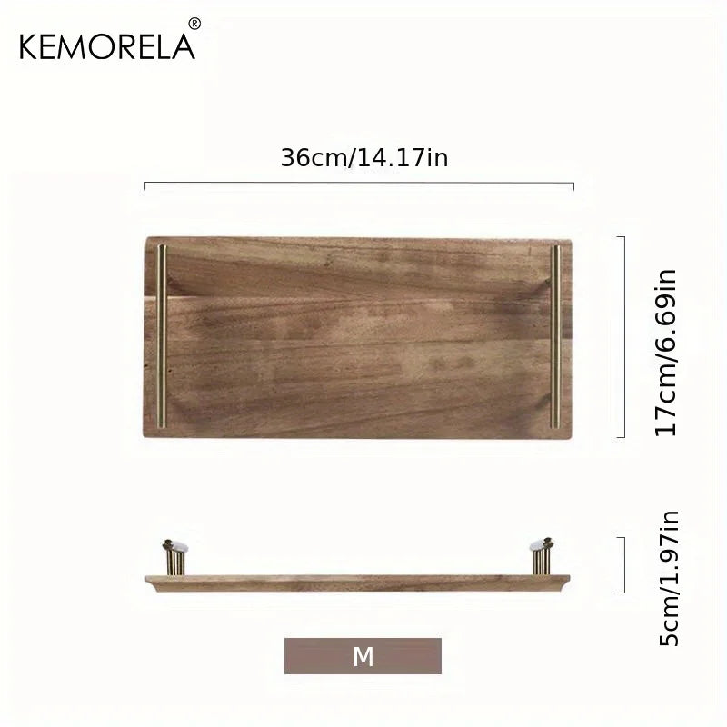 DecorBites™ Lovesickness Wooden Serving Tray with Metal Handle | Elegant Fruit and Sushi Dish