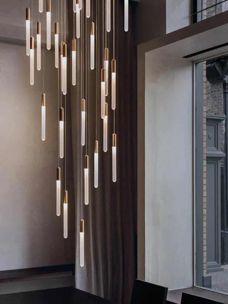 DecorBites™ LED Nordic Cylinder Chandelier: Modern Indoor Lighting for Staircase & Decoration