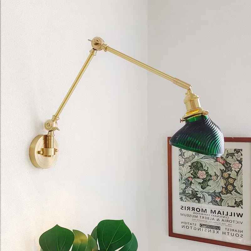 DecorBites™ Ceramic Copper LED Wall Lamp with Adjustable Long Arm Swing