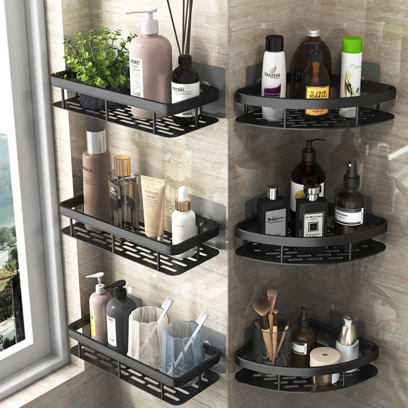 DecorBites™ Aluminum Corner Shower Storage Rack - Punch-free Bathroom Shelf Organizer