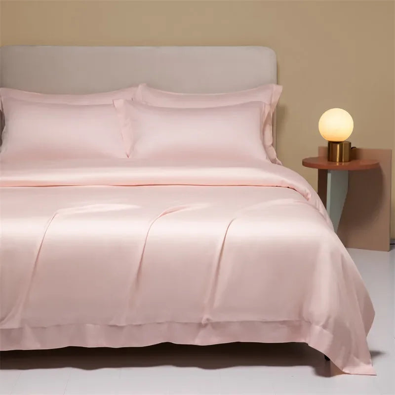 DecorBites™ 120S Natural Fabric Bedding Set Summer Cooling Fitted Sheet Skin Friendly Bedclothes