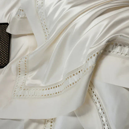 DecorBites™ 1000TC Egyptian Cotton Luxury Satin Bedding Set with Wide Hollow Edge