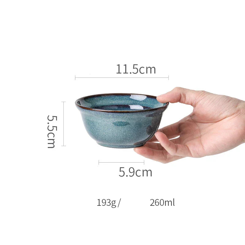 DecorBites™ Beautiful Blue Ceramic Bowl Kiln Dinnerware Dish