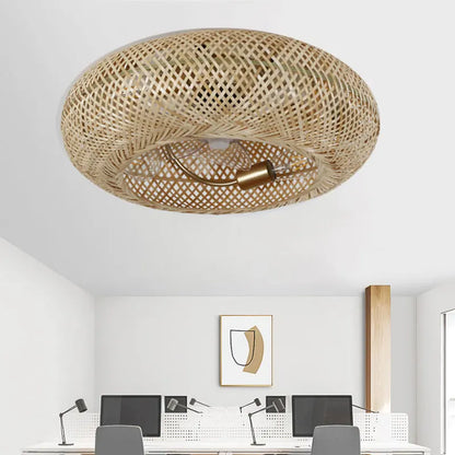 DecorBites™ Bamboo Ceiling Fan with Lights Remote Control 50cm Retractable Silent Blades