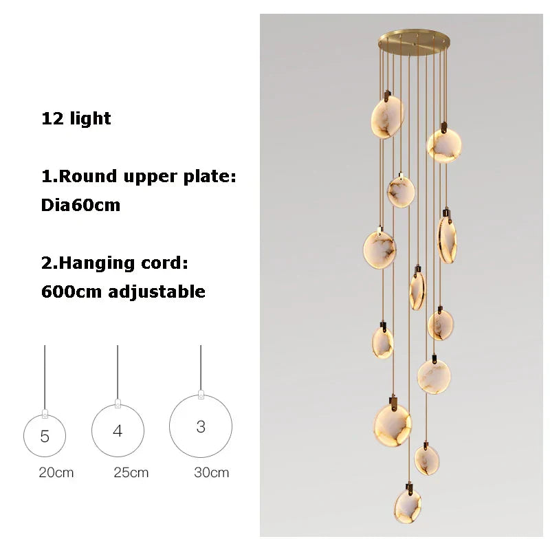 DecorBites™ 2025 Art Deco Marble Golden Lustre LED Chandelier Lighting