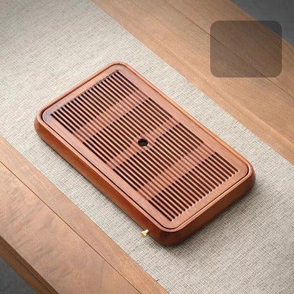 DecorBites™ Bamboo Tea Tray Dual Purpose Kung Fu Tea Set Water Storage Tea Board