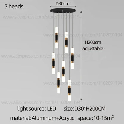 DecorBites™ LED Staircase Chandelier: Modern Duplex Home Lighting for Architectural Decoration