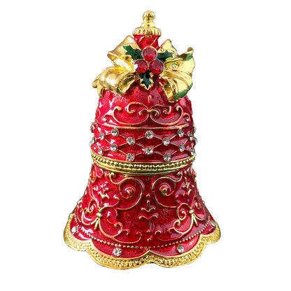 DecorBites™ Christmas Jingle Bell Figurine Trinket Box: Festive Tabletop Decor & Jewelry Holder