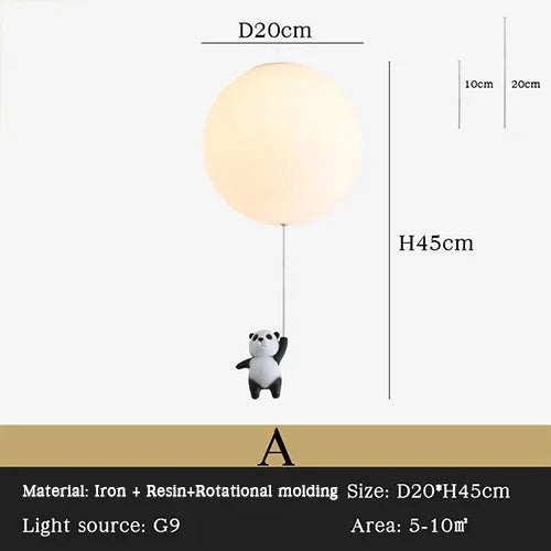 DecorBites™ Kids Bear LED Ceiling Chandelier, Cute Bedroom Pendant Light for Boys and Girls
