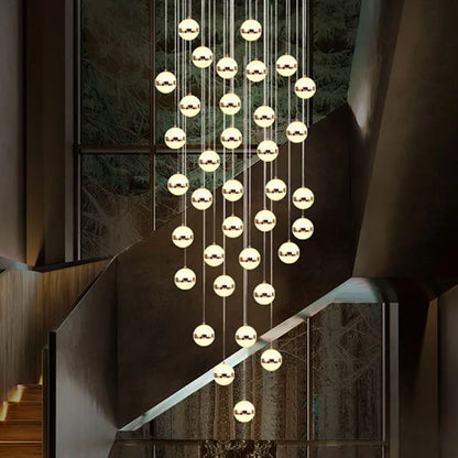 DecorBites™ Gold Acrylic Chandelier - Modern Staircase LED Lighting