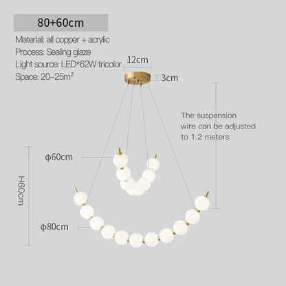 DecorBites™ Brass Full Copper Modern Chandelier Light Fixture for Stylish Living Spaces