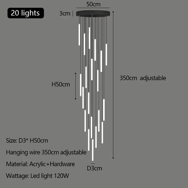 Acrylic Stair Pendant Lights for Modern Villa Decor - DecorBites™ Duplex Loft LED Chandelier