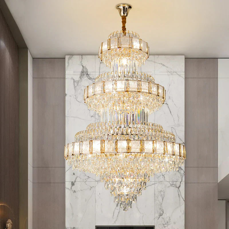 DecorBites™ Crystal Chandelier: Modern European Loft Duplex Villa Staircase Lighting