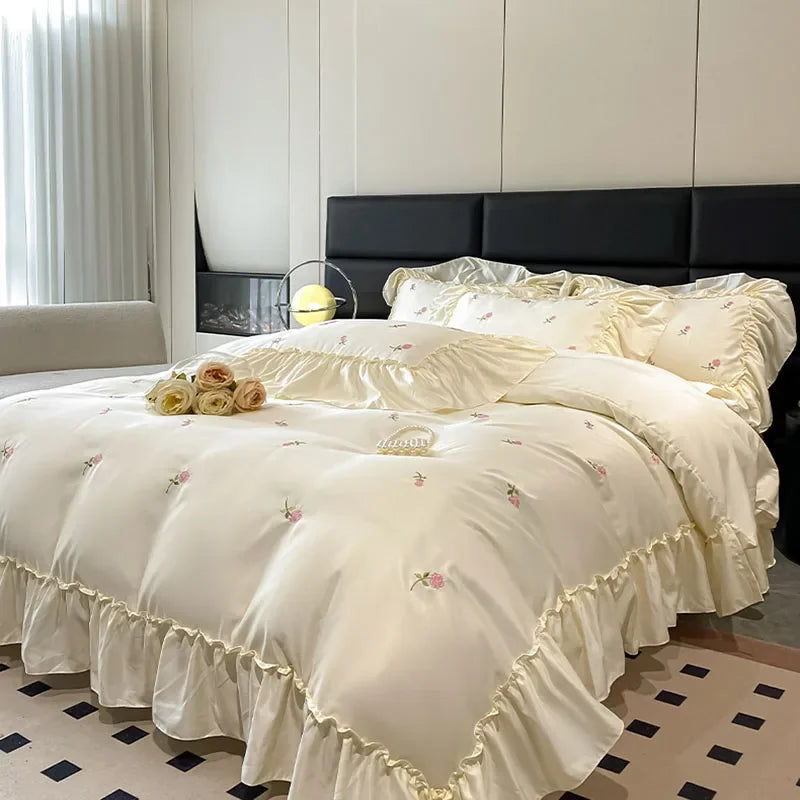 DecorBites™ Lace Embroidered Cooling Comforter Cover Set - Silky Cozy Bedding Sets