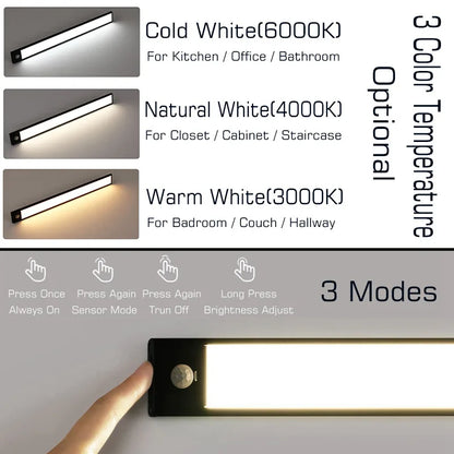 ™ LED Cabinet Light Bar: Motion Sensor, Aluminium, Long Strip, Magnet, Kitchen Closet Wardrobe