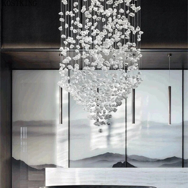 DecorBites™ Crystal Chandelier: Modern Staircase & Lobby LED Lighting for Luxury Décor