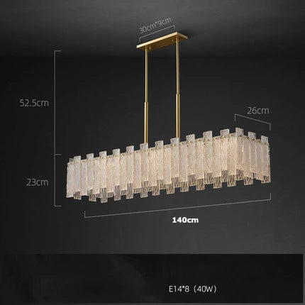 DecorBites™ Art Deco Golden Copper Glass Chandelier LED Lighting Fixture