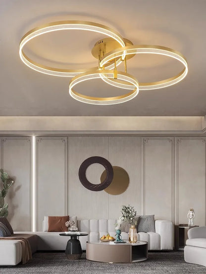DecorBites™ Acrylic Round Ring Ceiling Light LED Chandelier Modern Minimalism for Living Room and Kitchen