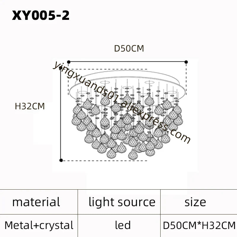 DecorBites™ Crystal Chandelier: Modern Luxury LED Ceiling Lamp for Living Room and Bedroom