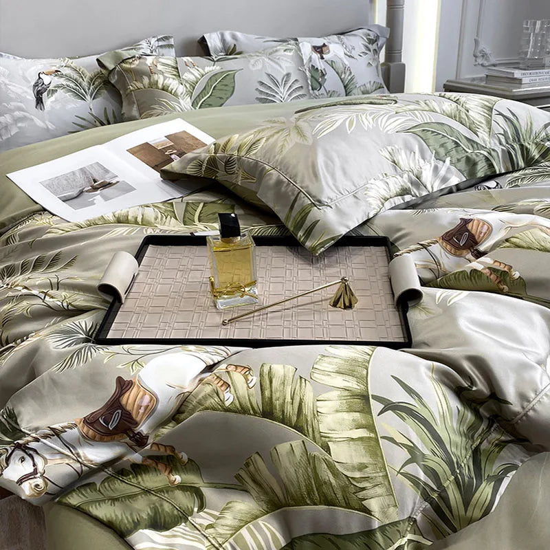 DecorBites™ 3D Printed Faux Silk Bedding Set - Cooling, Skin-Friendly, Non-Fading Comfort