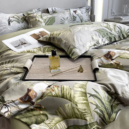 DecorBites™ 3D Printed Faux Silk Bedding Set - Cooling, Skin-Friendly, Non-Fading Comfort