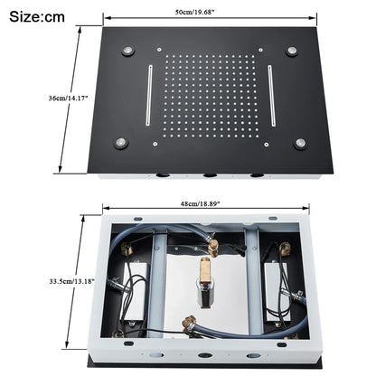 DecorBites™ LED Rain Waterfall Shower Head with Remote Control and Color-changing LED - 50*35CM Square