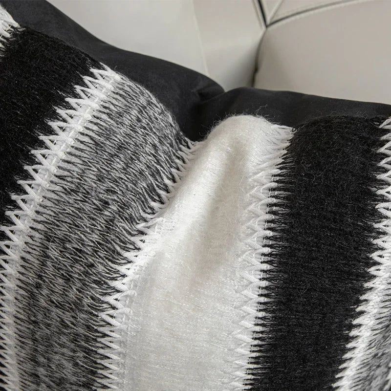 DecorBites™ Knitted Crochet Cushion Cover Black Gray White Nordic Simple Luxury Pillowcase