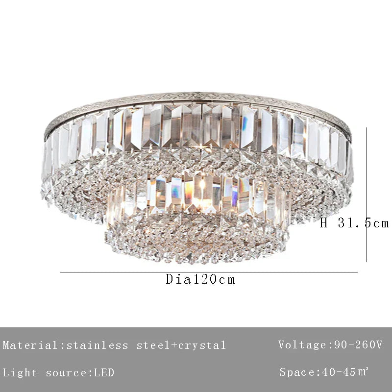 ™ Large Crystal Chandelier Chrome Hanging Lamp for Dining Room Decor