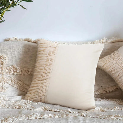 DecorBites™ Beige Boho Style Cushion Cover 45x45/30x50cm - Handmade Square Pillow Case