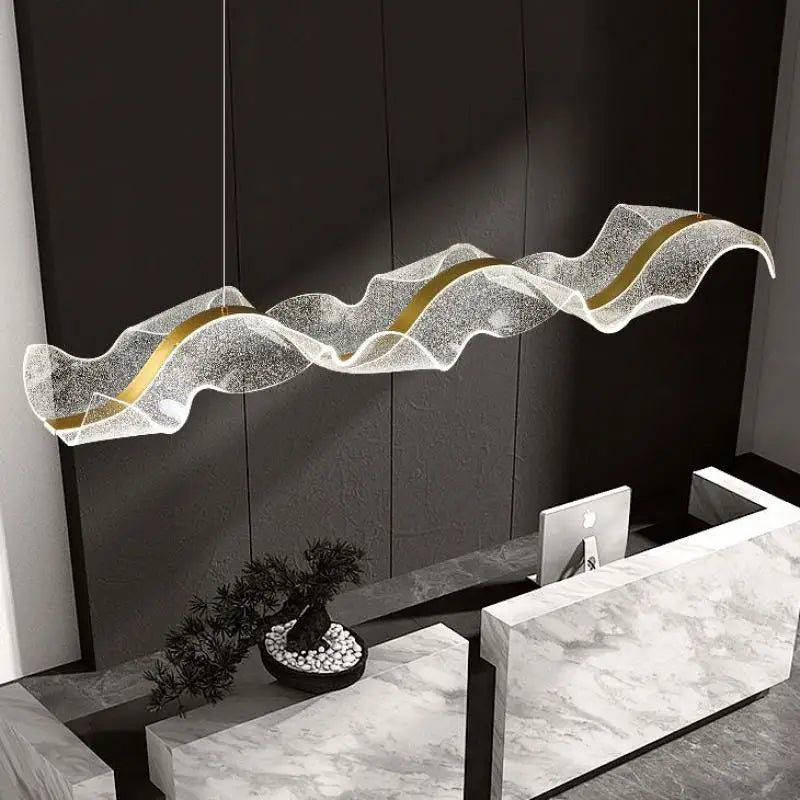DecorBites™ Acrylic Ribbon LED Pendant Chandelier - Designer Dining Room Hanging Lamp