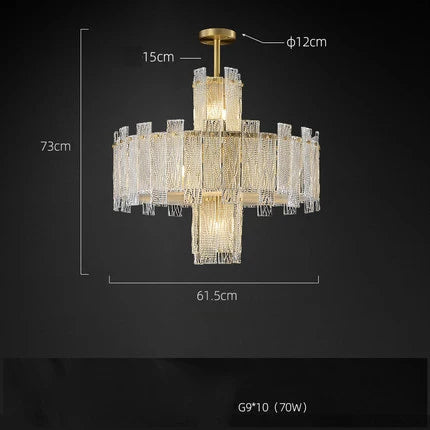 DecorBites™ Art Deco Golden Copper Glass Chandelier LED Lighting Fixture