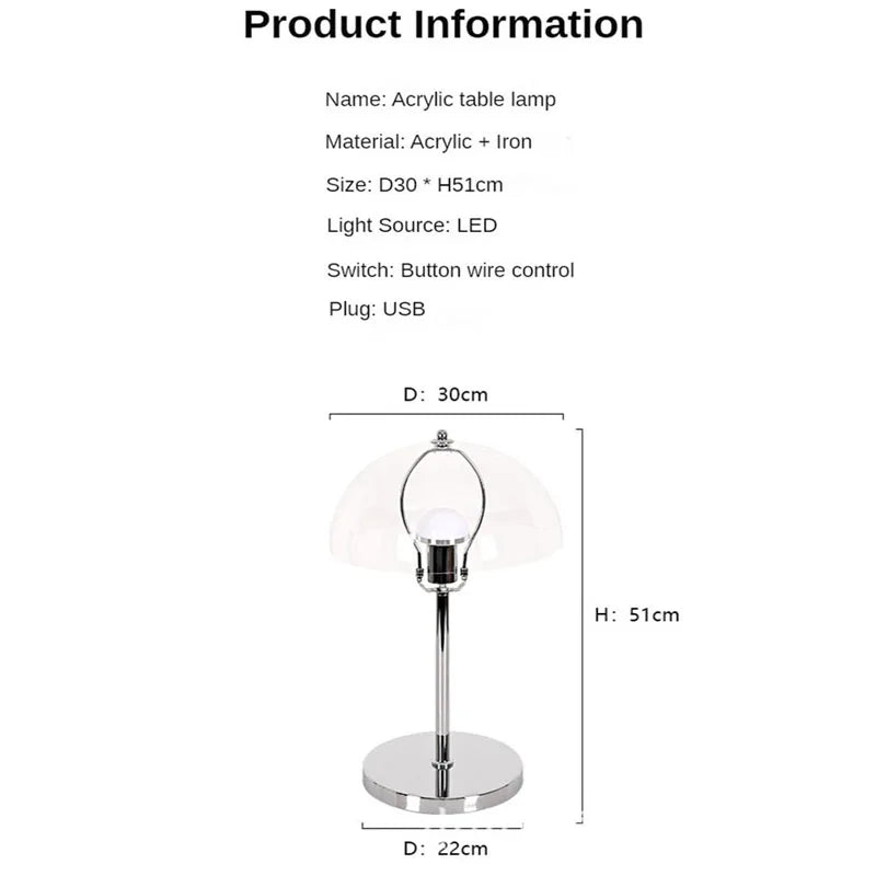 DecorBites™ Bauhaus Mushroom Table Lamp, Modern Acrylic LED Night Light