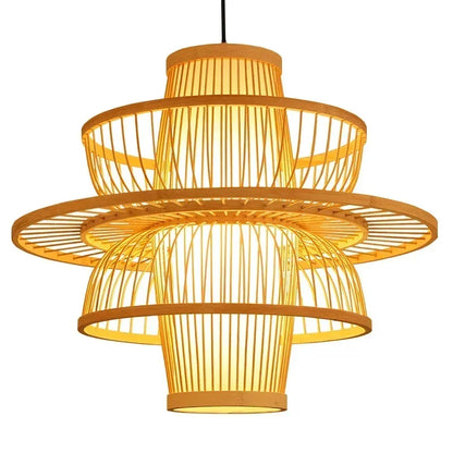 DecorBites™ Bamboo Weave Pendant Lamp 30cm - Chinese Style Decor Lighting Fixtures