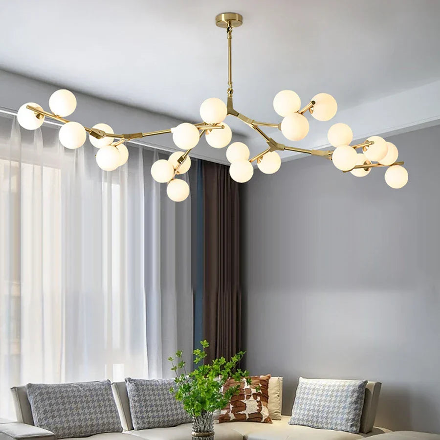 DecorBites™ Glass Balls LED Chandelier: Molecular Living Decoration, Modern Branches Pendant Lighting Fixtures.