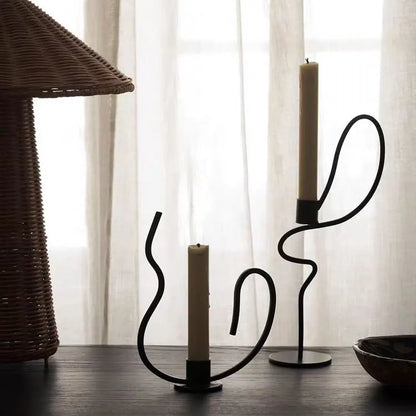DecorBites™ Geometric Black Metal Candlestick Candelabrum - Handcrafted Home Decor & Wedding Centerpiece