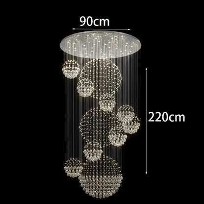 DecorBites™ Crystal Chandelier Stair Pendant Lamp Living Room Lighting
