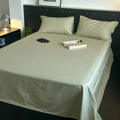 DecorBites™ Luxe Cotton Satin Stripe Bed Sheet Set with 2 Pillowcase