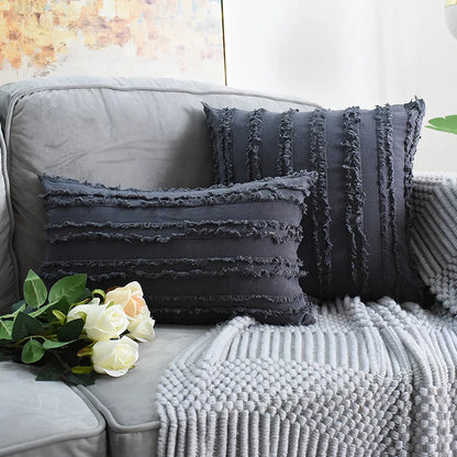 DecorBites™ Boho Chic Tassel Striped Pillow Covers for Home Decor