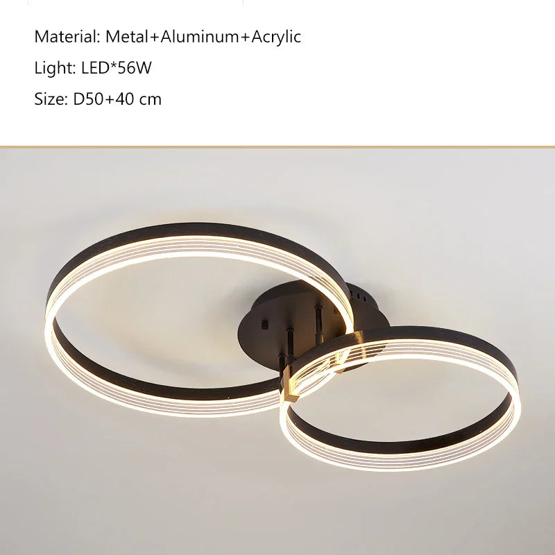 Modern gold acrylic round ring ceiling light for living room