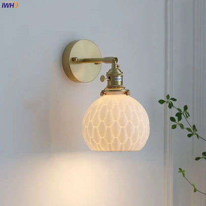 DecorBites™ Ceramic LED Wall Sconce: Modern Copper Indoor Luminaria for Bedroom, Mirror, Stairway