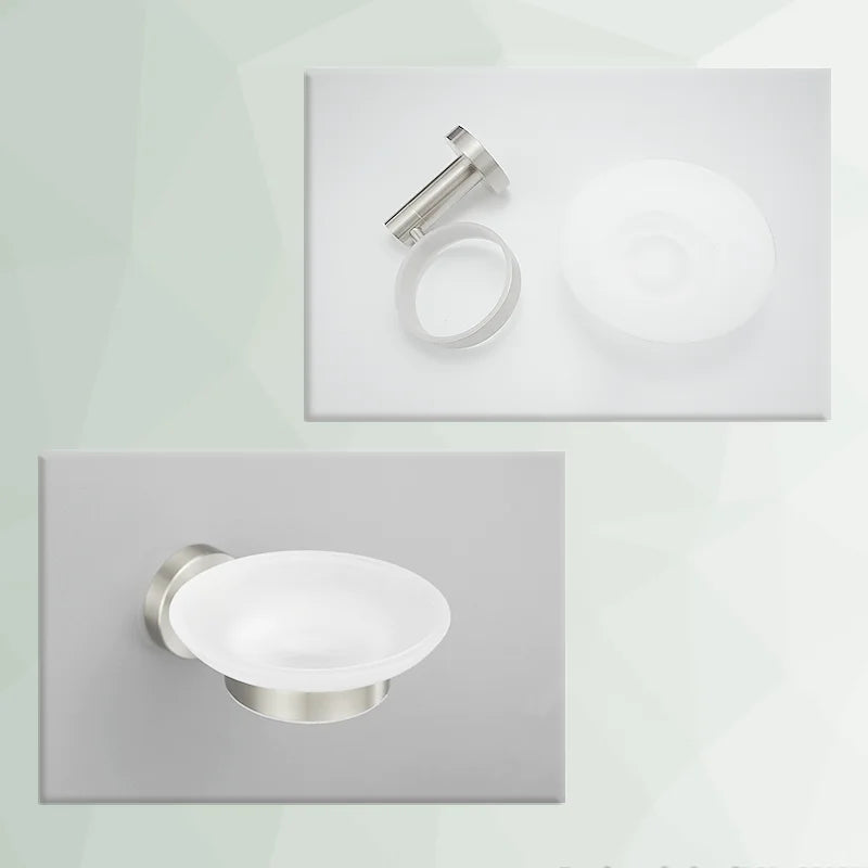 DecorBites™ Brushed Nickel Stainless Steel Bathroom Hardware Set Towel Bar Ring Holder Robe Hook