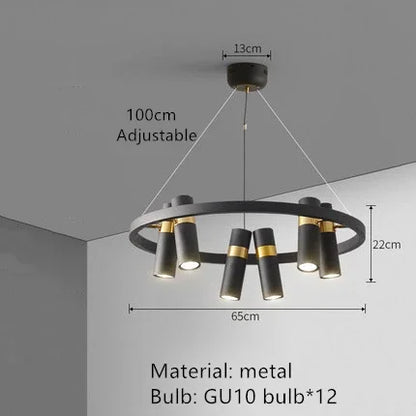 DecorBites™ Black Metal Circle LED Pendant Light for Living room, Dining, Kitchen, Bar Decor