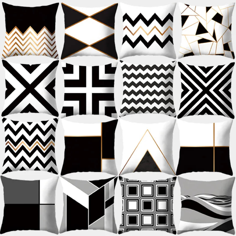 DecorBites™ Geometric Stripes Pillowcase 45x45cm Polyester Cushion Cover for Living Room