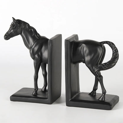 "DecorBites™ Dark Horse Stallion Resin Figurine for Home Decor Bookshelf Storage"