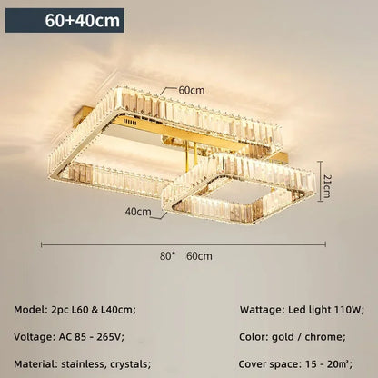 DecorBites™ Crystal Dimmable Ceiling Light - Luxury Living Room Bedroom Lamp