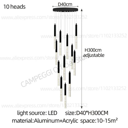 DecorBites™ Cylindrical Chandelier: Modern Nordic Indoor Lighting for Living Room, Staircase & Ceiling