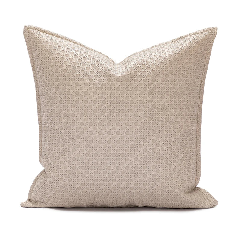 DecorBites™ Brown Beige Faux Leather Cushion Cover 45x45cm for Home Sofa Living Room